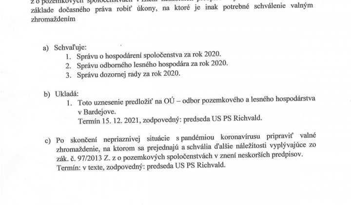 1. fotografia fotogalérie Urbárska spoločnosť, pozemkové spoločenstvo Richvald