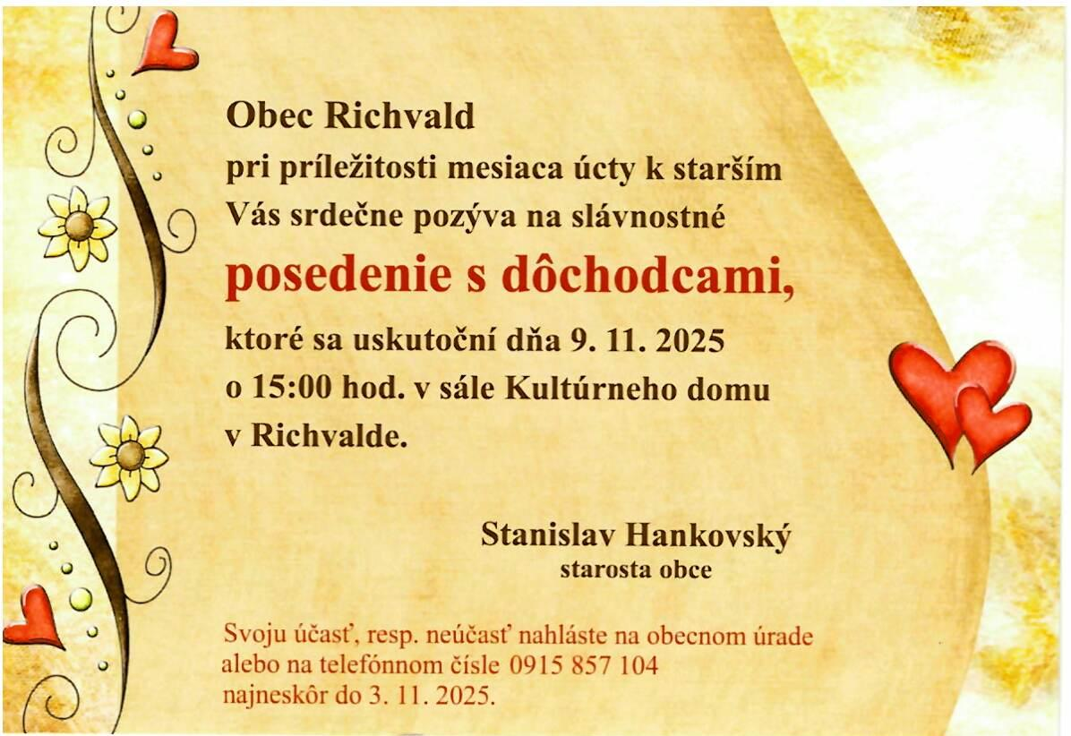 Fotka - Pozvánka k posedeniu s dôchodcami