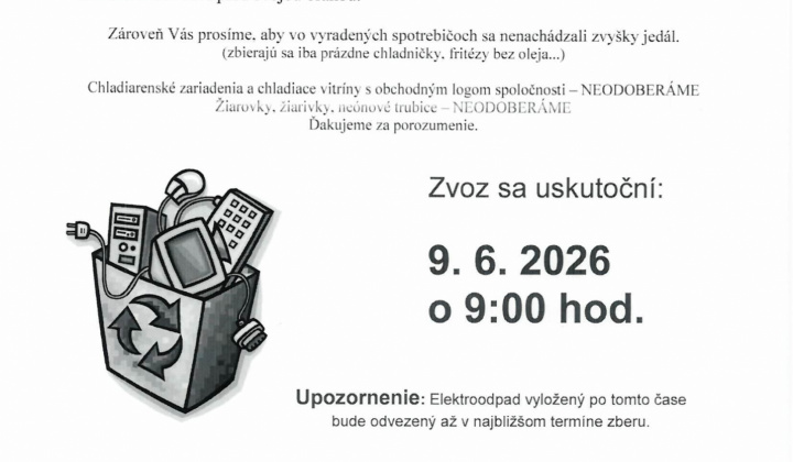 Fotka - Zvoz nefunkčných elektrospotrebičov 09.06.2026