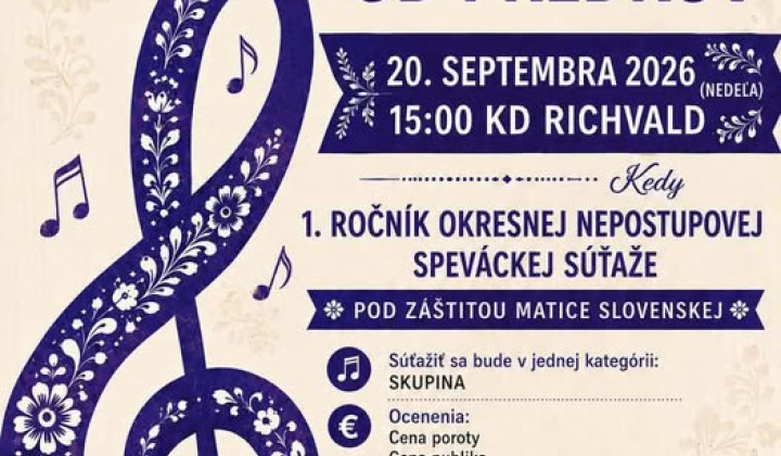 Fotka - Pozvánka na 1.Ročník okresnej nepostupovej speváckej súťaže 